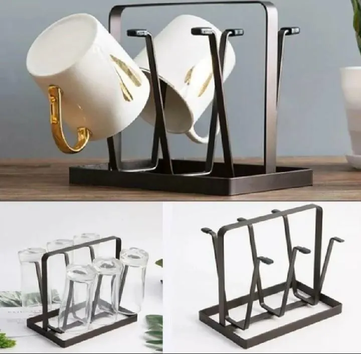 Modern Metal Glass Holder for Kitchen & Office