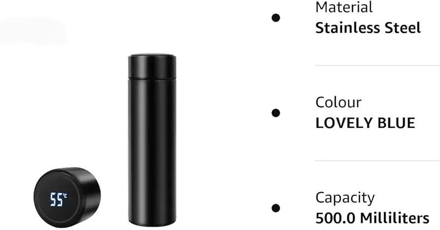 Digital Temperature Water Bottle Black Stainless Steel - Image 3