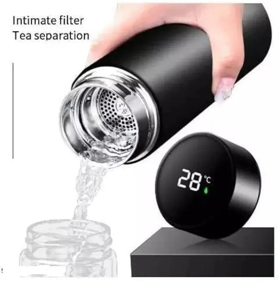 Digital Temperature Water Bottle Black Stainless Steel - Image 4